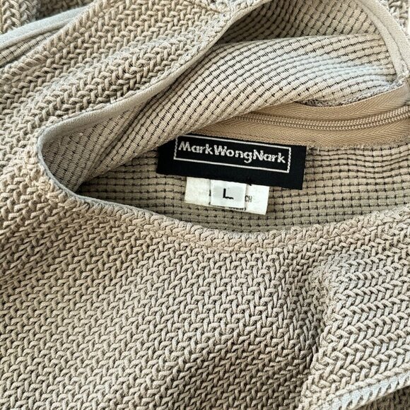 Mark Wong Nark Beige Taupe Textured Woven Knit Sleeveless Summer Tank Top L - Picture 4 of 4